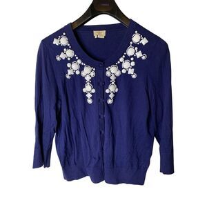 Kate Spade Tula cardigan sweater live colorfully beaded bejeweled size XL NEW